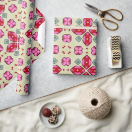 バレンタイン赤いハートロマンス抽象芸術パターン7 ラッピングペーパー