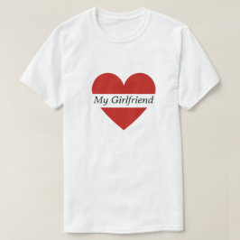 バレンタイン赤いハート名前をカスタムするオス白Tシャツ Tシャツ