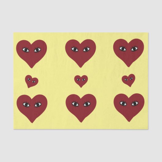 バレンタイン赤いハート顔抽象芸術アート 薄葉紙 (正面)