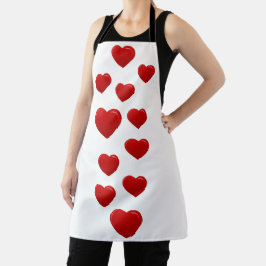 バレンタイン赤いハート エプロン