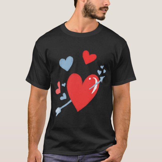 バレンタイン赤いハート Tシャツ (正面)