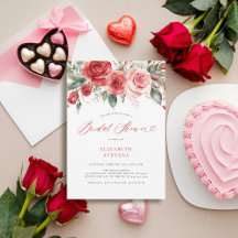 バレンタイン赤いバラ書道シックブライダルシャワー