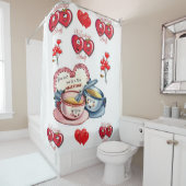 バレンタイン赤い白いヴィンテージショーカーテン シャワーカーテン (インサイチュ)