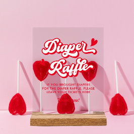 バレンタイン赤ちゃんシャワーおむつラッフル アクリルサイン