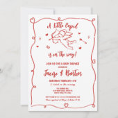 バレンタイン赤ちゃんシャワーかわいい赤ちゃん恋 招待状 (正面)