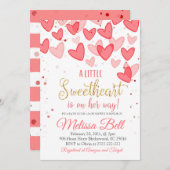 バレンタイン赤ちゃんシャワー招待状は、彼女の道にある 招待状 (正面/裏面)