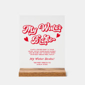 バレンタイン赤ちゃんシャワー私の水がゲームを破った アクリルサイン (正面)