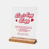 バレンタイン赤ちゃんシャワー言わないベビーゲーム アクリルサイン (傾斜)