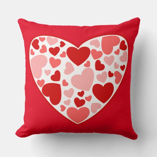 バレンタイン赤とピンクのハートのハート クッション (正面)