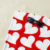 バレンタイン赤と白ハートバレンタイン ビーチタオル (インサイチュ)