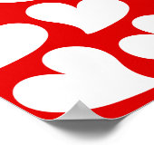 バレンタイン赤と白ハートバレンタイン ポスター (角)