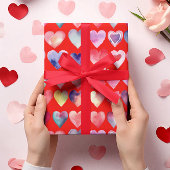 バレンタイン赤の心のこもったパターン ラッピングペーパーシート