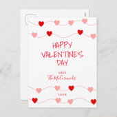 バレンタイン赤ピンクハート手書き文字 シーズンポストカード (正面/裏面)