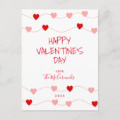 バレンタイン赤ピンクハート手書き文字 シーズンポストカード (正面)