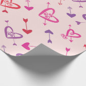 バレンタイン赤ピンクパープルハート（矢印あり） ラッピングペーパー (角)