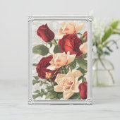 バレンタイン赤ローズピンクローズローズローズフローラシルバーフレーム シーズンカード (スタンド正面)
