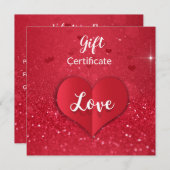 バレンタイン赤紙ハートグリットギフト証明書 シーズンカード (正面/裏面)