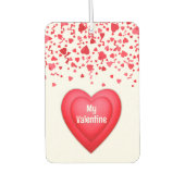 バレンタイン赤紙吹雪ハート パーソナライズされた カーエアーフレッシュナー (正面)