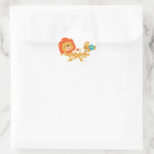 バレンタイン踊りライオンカップルのステッカー ラウンドシール (バッグ)