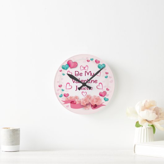 バレンタイン限定パーソナライズウォールクロック ラウンド壁時計 (ホーム)