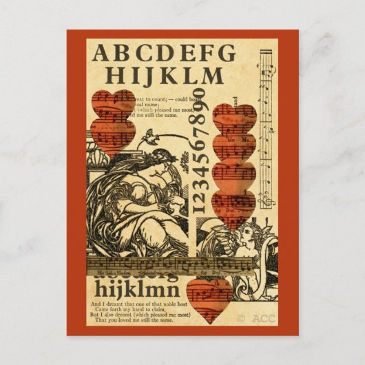 バレンタイン音楽ハート シーズンポストカード (正面)