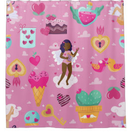 バレンタイン黒チェラブアフリカのエンジェル・アロー シャワーカーテン