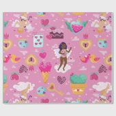 バレンタイン黒チェラブアフリカのエンジェル・アロー ラッピングペーパー (フラット)