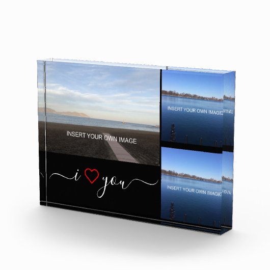 バレンタイン3枚の写真が大好パーソナライズされたき フォトブロック (右)