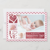 バレンタイン3枚フォトコラージュ LOVE XOXO ハート シーズンカード (正面)