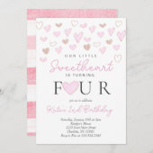 バレンタイン4回目の誕生日の招待状 招待状 (正面/裏面)