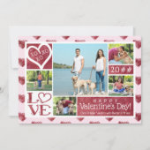 バレンタイン5フォトコラージュワインウォーター色のハート シーズンカード (正面)