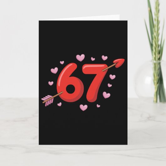 バレンタイン67 ミーム 可愛い 67 ハートと花の価値 カード (正面)