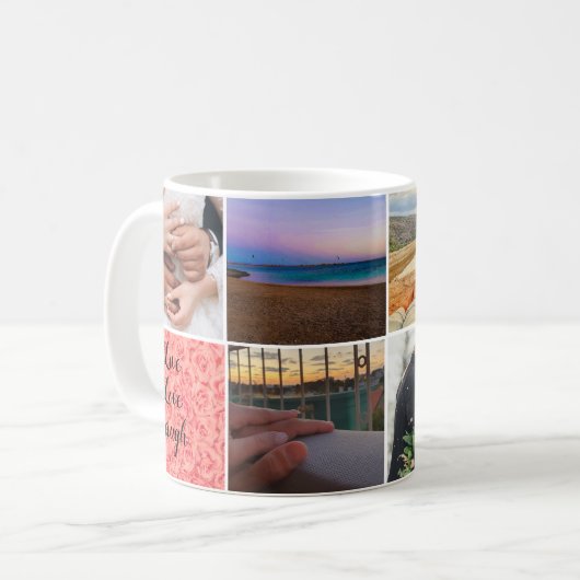 バレンタイン8枚の写真コラージュ結婚instagram コーヒーマグカップ (正面左)