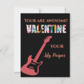 バレンタイン あなたは最高のロック 赤いギター キッズ バレンタインデー ノートカード (正面)