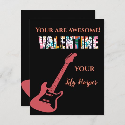 バレンタイン あなたは最高のロック 赤いギター キッズ バレンタインデー ノートカード (正面/裏面)