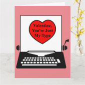 バレンタイン、あなたは私のタイプ、ヴィンテージタイプライター カード (黄色い花)