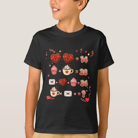 バレンタイン おもしろ 数式 6 7 ろく なな メメ T Tシャツ (正面)