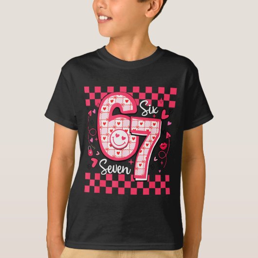 バレンタイン おもしろ 67 6 7 ミーム 女性 女子 Tシャツ (正面)