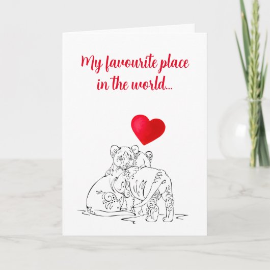 バレンタイン かわいいライオンの赤ちゃん デザイン シーズンカード (正面)