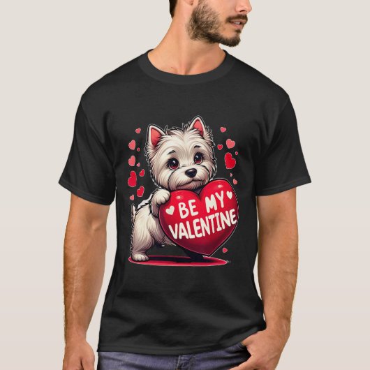 バレンタイン ウェスティー 犬 ハート Tシャツ (正面)