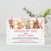 バレンタイン·ウッドランド·アニマル·ベビー·シャワーが郵送 招待状 (スタンド正面)