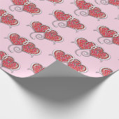 バレンタイン エレガント インターロック ハーツ デザイン ラッピングペーパー (角)