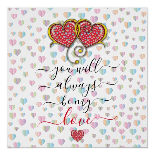 バレンタイン エレガント ハート インターロック デザイン ポスター (正面)