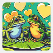 バレンタイン | カエルをテーマにした スクエアシール (正面)