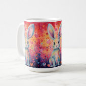 バレンタイン カラーバースト コットンテイル うさぎ ピンクとパープル コーヒーマグカップ (正面左)