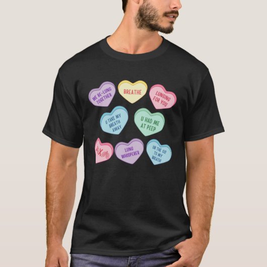バレンタイン カンバセーション ハート 呼吸療法士 Tシャツ (正面)