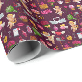 バレンタイン カートゥーンパターン キューピッド ラッピングペーパー (ロールコーナー)