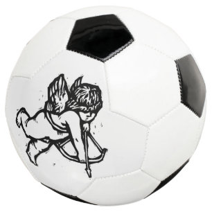 バレンタイン カーピッド エンジェル サッカー 黒 白 サッカーボール