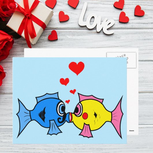 バレンタイン キスする恋する魚 ポストカード