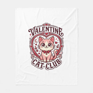 バレンタイン キャット 面白い 猫 愛好家 デザイン - バレンタイン C フリースブランケット